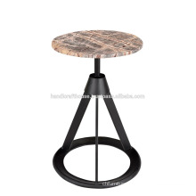 Industrial Round Stone Top with Metal base Bar stool